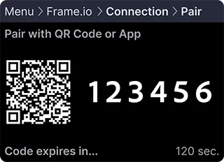 Example device QR code pairing screen