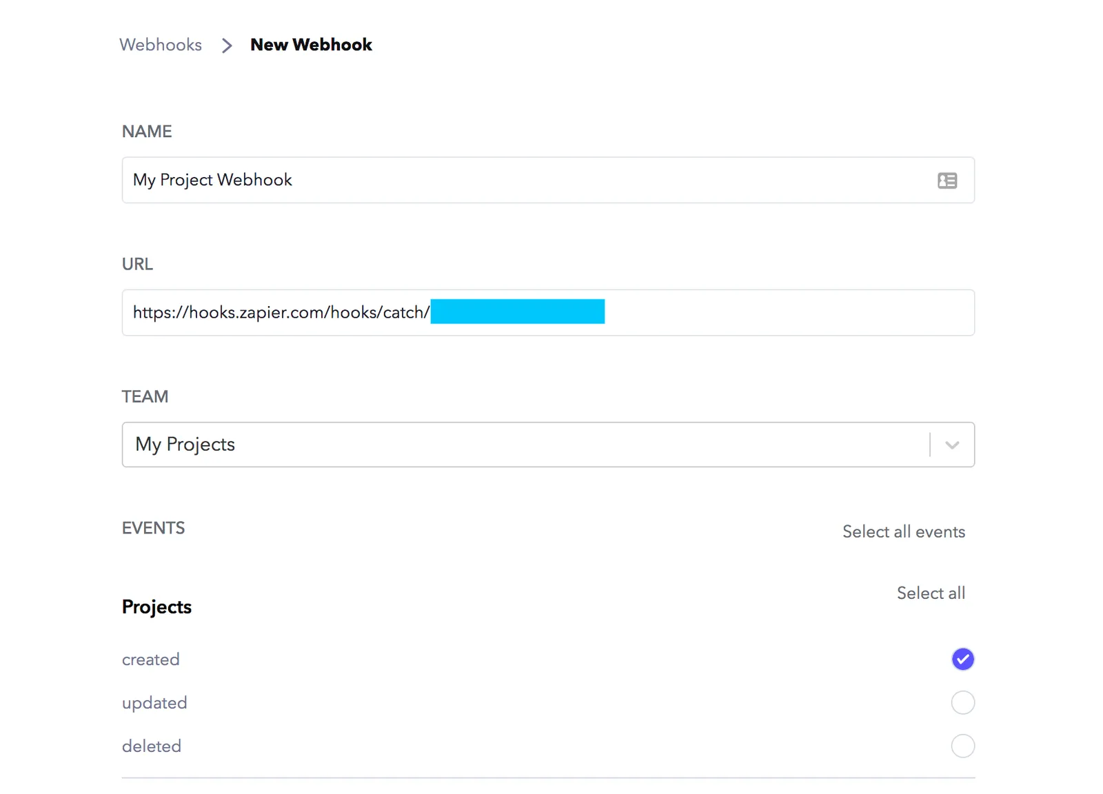 New webhook